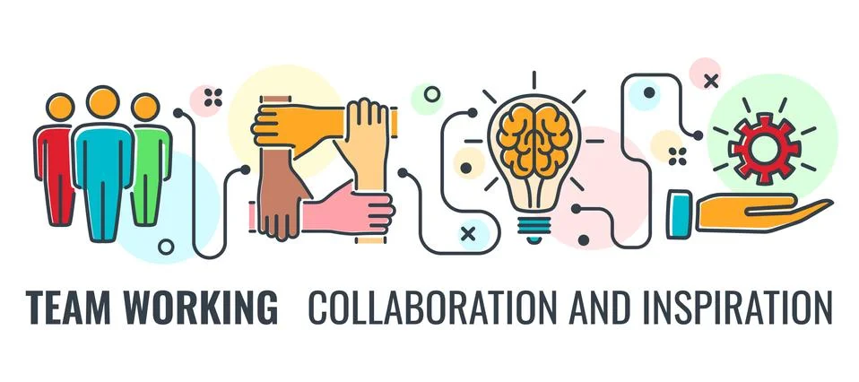 Teamwork Collaboration Banner Ilustração Stock