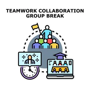 Teamwork collaboration concept creating business strategy online meeting Stock Illustration