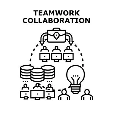 Teamwork collaboration concept creating new business ideas Stock Illustration
