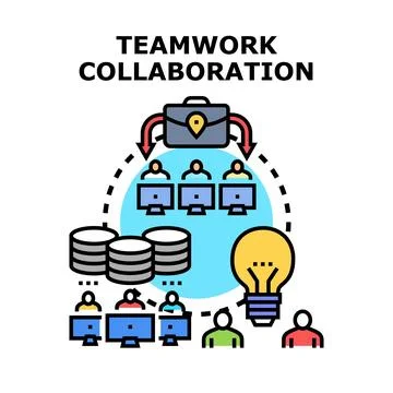 Teamwork collaboration concept creating new business ideas Stock Illustration