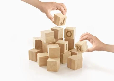 Teamwork &amp; collaboration concept on isolated background. Stock Photos