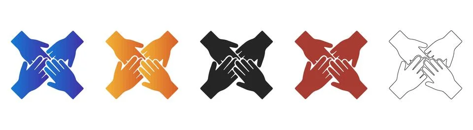 Teamwork collaboration concept with joined hands icon Illustrazione stock