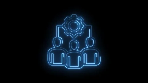 Teamwork collaboration concept neon glowing icon three people connected to Stock Footage 333953786