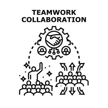 Teamwork collaboration concept with people connecting and contributing ideas Stock Illustration