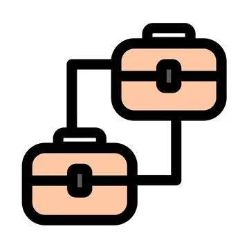 Teamwork- Collaboration- Connected Briefcases- Project Management Icon Stock Illustration