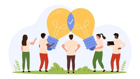Teamwork Collaboration Creative Thinking Light Bulb Concept Stock Illustration