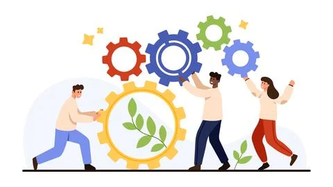 Teamwork Collaboration for Eco Tech Innovation Stock Illustration