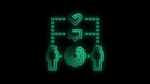 Teamwork collaboration neon animation on black background demonstrating par.. Stock Footage 308194535