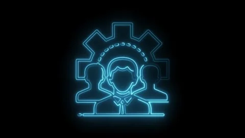 Teamwork collaboration neon glowing illustration with people and cog for bu.. Stock Footage 316674760