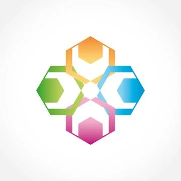 Teamwork collaboration people logo Stock Illustration