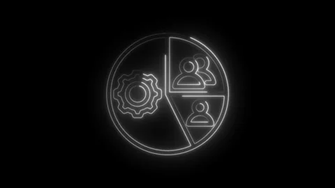 Teamwork Collaboration Process Gear Icon Concept Abstract Neon Outline on Black Stock Footage 333961938