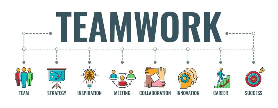 Teamwork Collaboration Typography Banner Stock Illustration