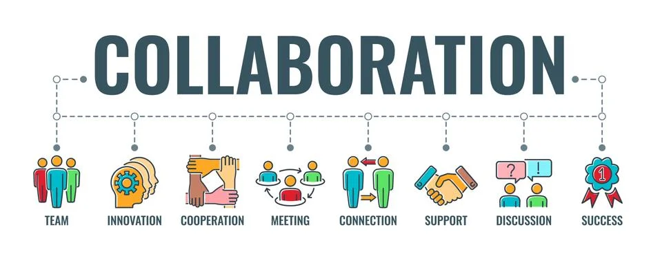 Teamwork Collaboration Typography Banner Stock Illustration