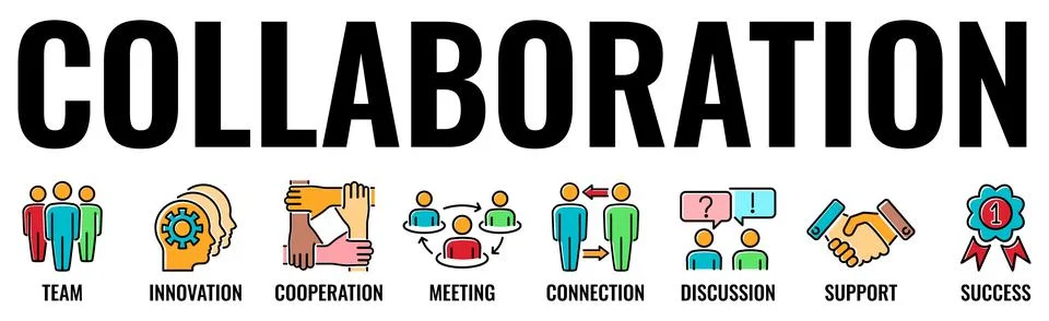 Teamwork Collaboration Typography Banner Illustrazione stock