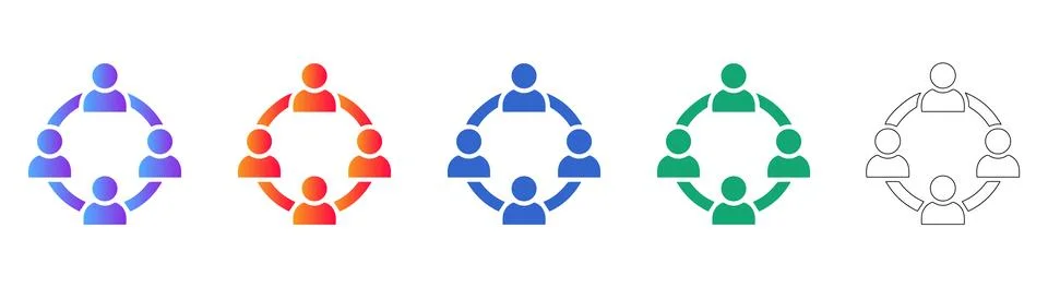 Teamwork Collaboration Vector Icon Set Stock Illustration
