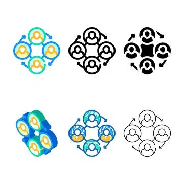 Teamwork colleagues color icon mix vector sign Stock Illustration