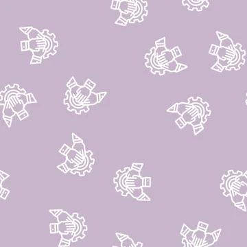 Teamwork colleagues line vector seamless pattern Illustrazione stock