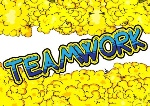 Teamwork - Comic book style phrase on abstract background. Stock Illustration