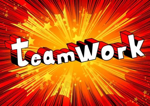 Teamwork - Comic book style phrase on abstract background. Stock Illustration