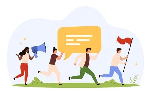 Teamwork Communication and Message Delivery Concept Art Stock Illustration