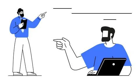 Teamwork, communication, remote work, professional training, office tasks, de Stock Illustration