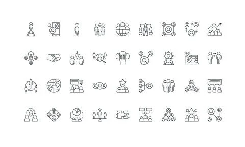 Teamwork communication, structure of human community, employee hierarchy line Stock Illustration