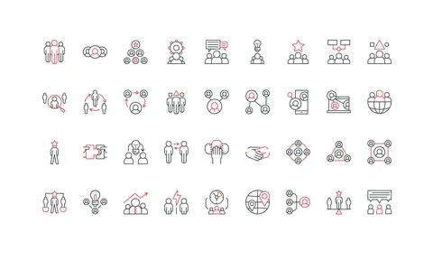 Teamwork communication, structure of human community, employee hierarchy line Stock Illustration