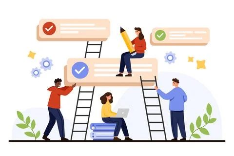 Teamwork Completing To-Do List Tasks Concept Stock Illustration