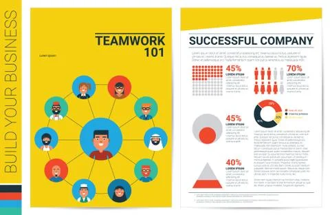 Teamwork concept book cover template Stock Illustration