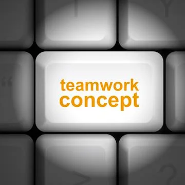 Teamwork concept with computer keyboard Stock Illustration