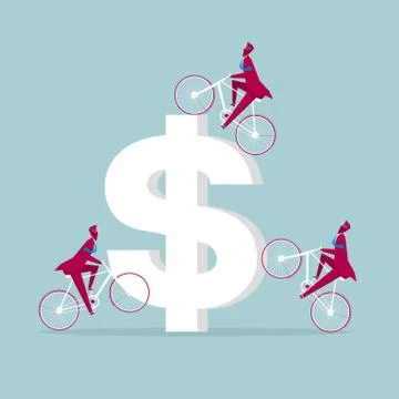 Teamwork concept. Cooperate to make money. Stock Illustration