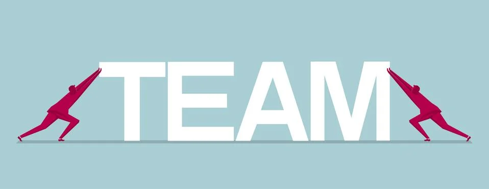 Teamwork concept design. Isolated on blue background. Stock Illustration