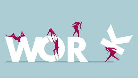 Teamwork concept design. Isolated on blue background. Illustrazione stock