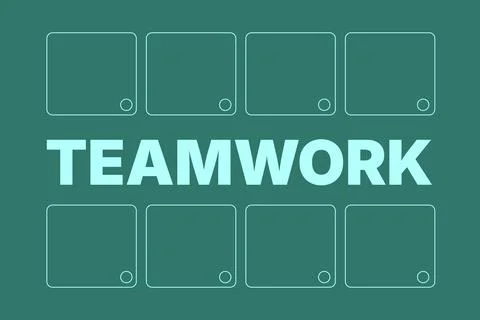 Teamwork concept displayed on teal background. Stock Illustration
