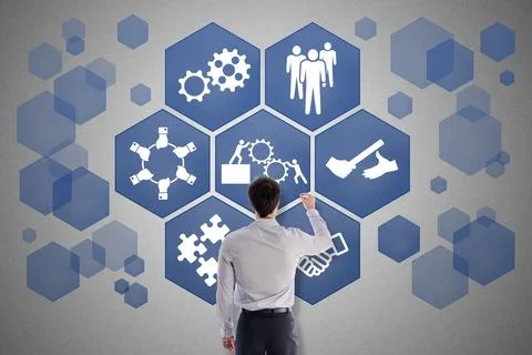 Teamwork concept drawn by a man Stock-Fotos