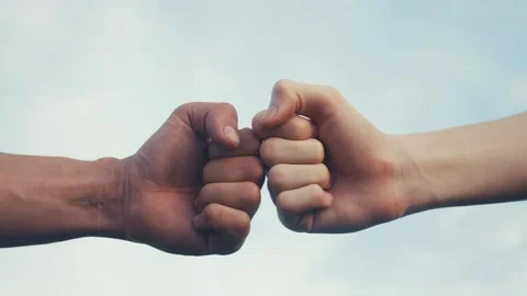 Teamwork concept. fist to fist commit solidarity respect and brotherhood gesture Stock Footage 133443525
