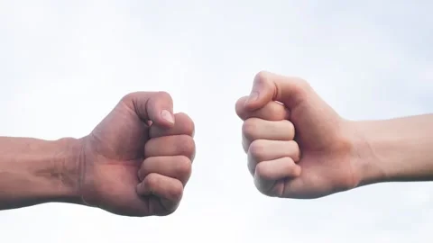 Teamwork concept. fist to fist commit solidarity respect and brotherhood gesture 库存影片 151195334