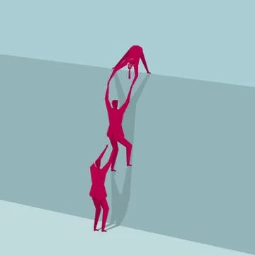 Teamwork concept. A group of people climbing. Stock Illustration
