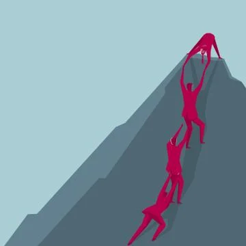 Teamwork concept. A group of people climbing. Stock Illustration