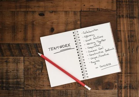 Teamwork - concept - hand-written in notebook Foto stock
