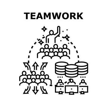 Teamwork concept illustrating collaboration and digital communication Stock Illustration