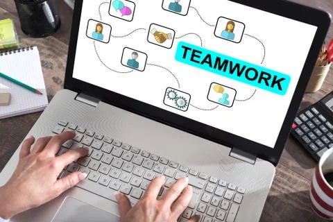 Teamwork concept on a laptop screen Stock-Fotos