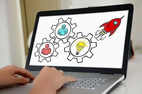 Teamwork concept on a laptop screen Stock-Fotos