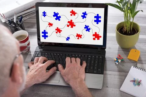 Teamwork concept on a laptop screen Stock-Fotos