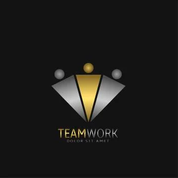 Teamwork concept logo template Stock Illustration