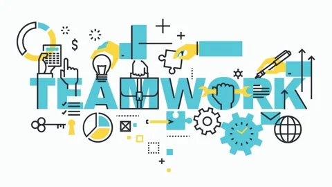 Teamwork Concept Motion Graphics with Collaboration, Strategy, and Business.. Stock Footage 340282360