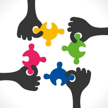 Teamwork concept or join puzzle piece background vector 스톡 일러스트