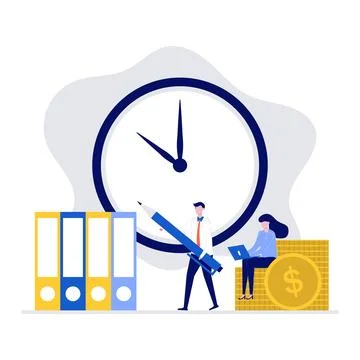 Teamwork concept with people do paperwork. Office work. Modern vector illus.. Stock Illustration