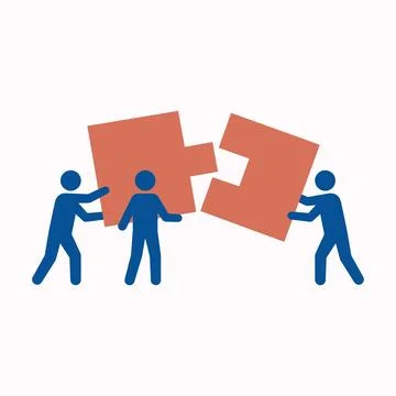 Teamwork concept with people putting together puzzle pieces for professiona.. Stock Illustration