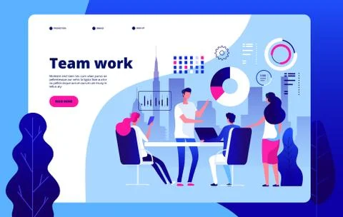 Teamwork concept. People working together smart business solution outsourcing Stock Illustration